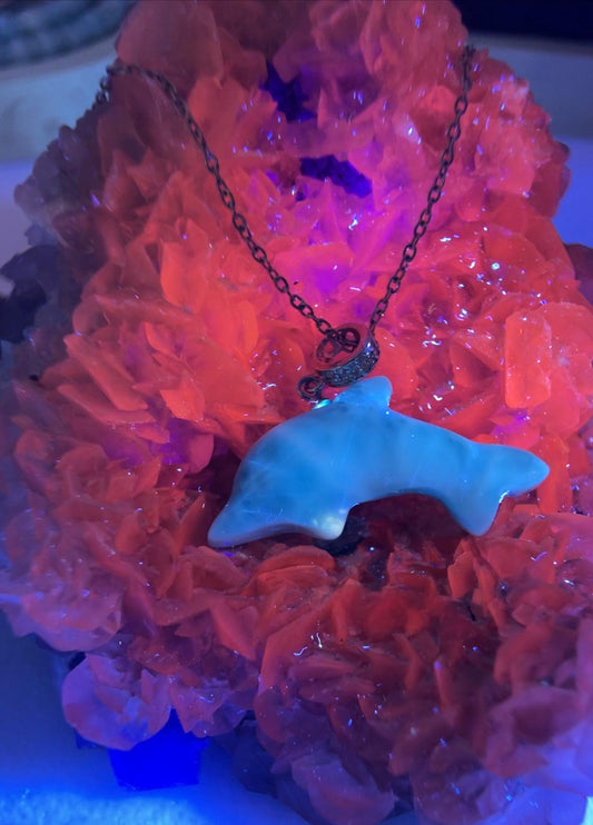 Larimar Dolphins Pendant, Larimar Necklace