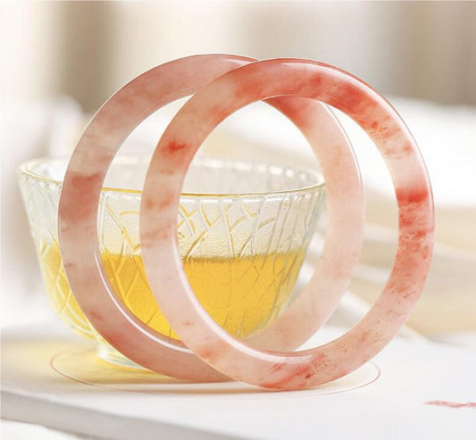 Peach Blossom Jade Bangle